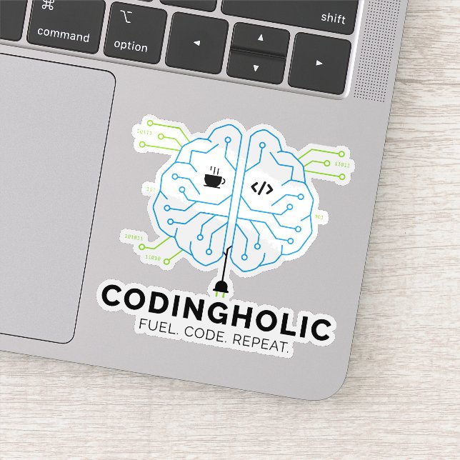 Adesivo Programador Cérebro Tech Codingholic  (Detalhe)