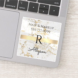 Adesivo Promoção de negócios, mármore branco/Dourado, serv