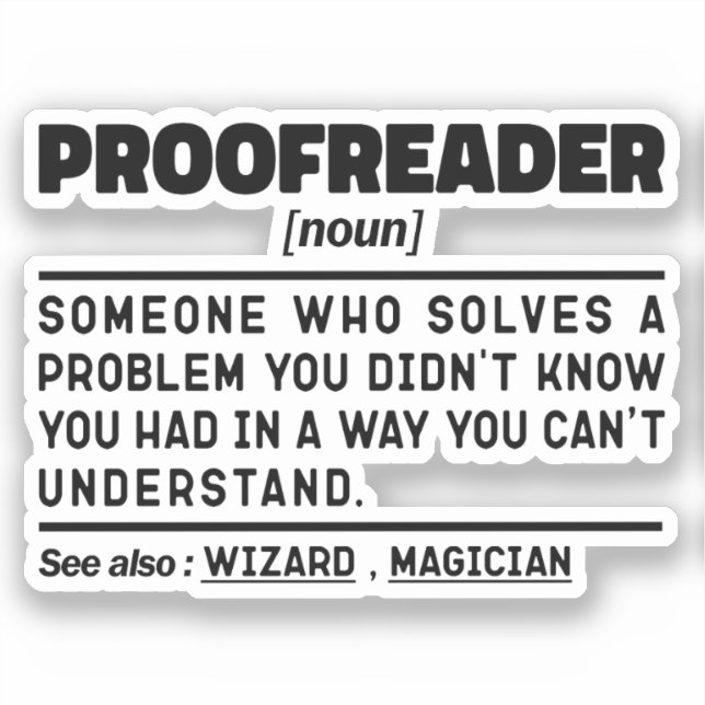 Adesivo Proofreader Noun Funny Grammar Examiner Geek (Frente)