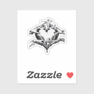 Adesivo Proteção De Um Coração - Coração Da Mão Do Esquele