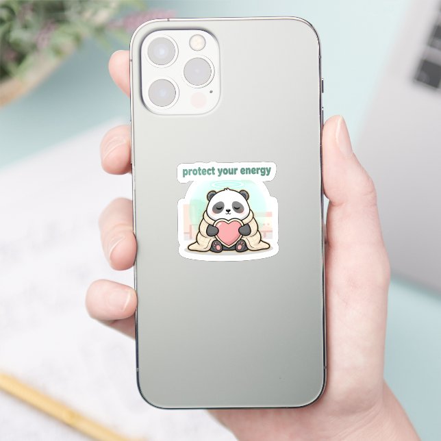 Adesivo protect your energy – cute panda self-care (Telefone)