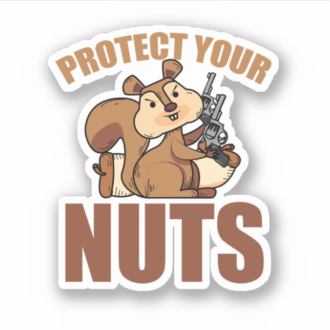 Adesivo Protect Your Nuts Cool Squirrel Hunters Gun. Perfe (Frente)