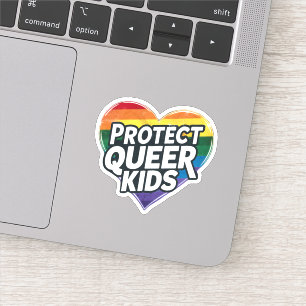 Adesivo Proteja Crianças Queer Coração Arco-íris Orgulho