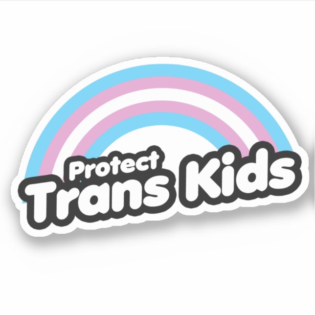 Adesivo Proteja Crianças Trans - Arco-íris (Frente)