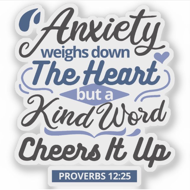 Adesivo Proverbs 12:25 Bible Verse – Kind Word Art (Frente)