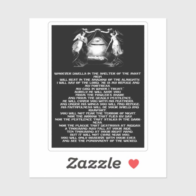 Adesivo psalm 91 bíblia aspas anjos Arte religiosa (Folha)