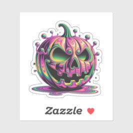 Adesivo Psychedelic Grumpy Pumpkin Halloween Sticker