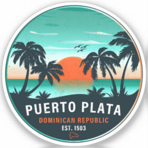 Adesivo Puerto Plata Dominican Retro Sunset Souvenir 60