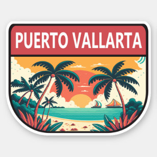 Adesivo Puerto Vallarta Mexico Retro Emblem