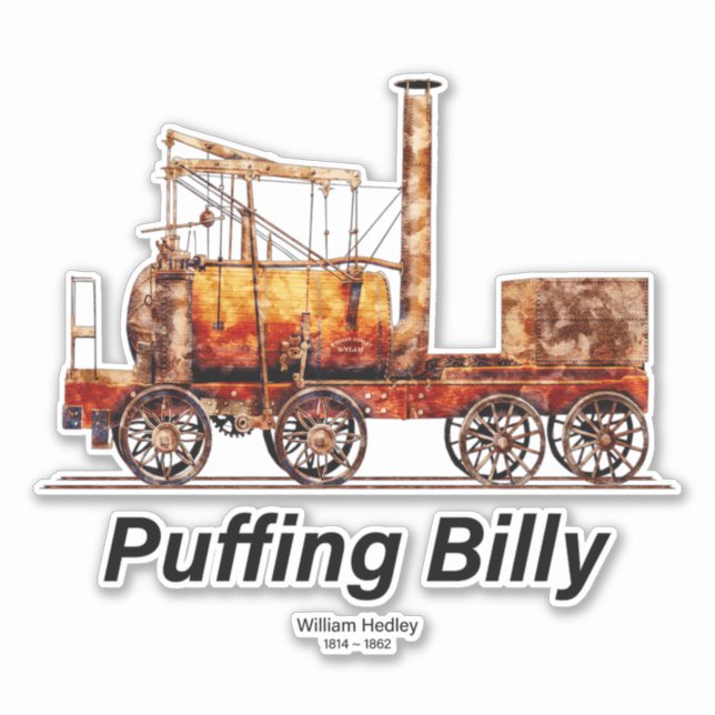 Adesivo Puffing Billy Steam Train Locomotive Inglês (Frente)