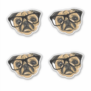 Adesivo Pug Face with Glass & Beers Vinyl Stickers