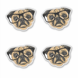Adesivo Pug Face with Glass Vinyl Stickers