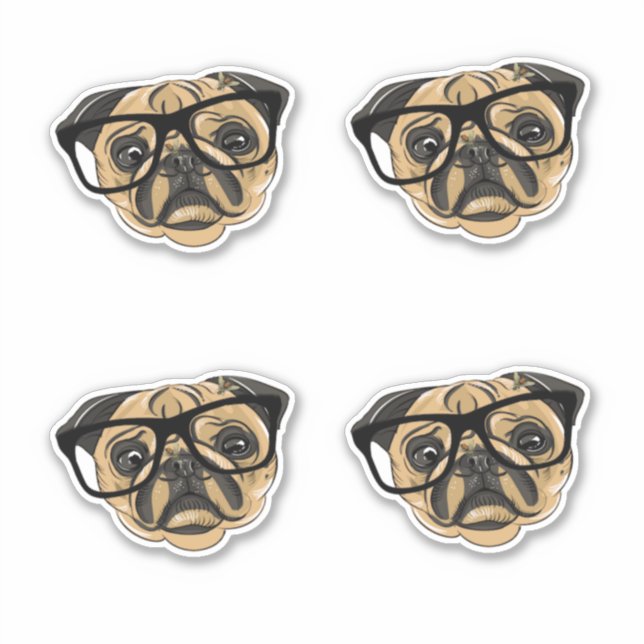 Adesivo Pug Face with Glass Vinyl Stickers (Frente)
