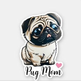 Adesivo Pug Mãe Heart Sticker
