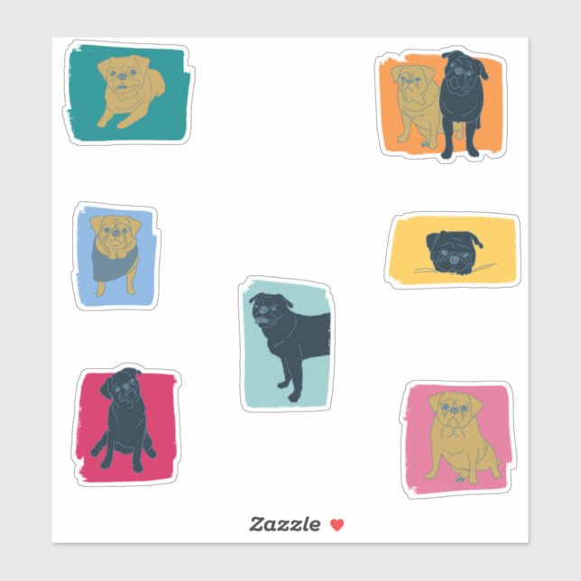 Adesivo Pug Paradise Pack (Folha)