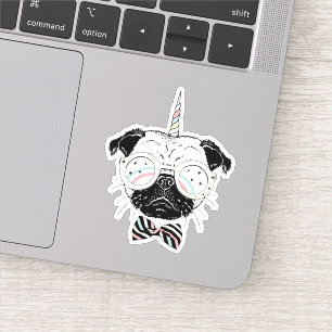 Adesivo Pug Unicorn   Ser único