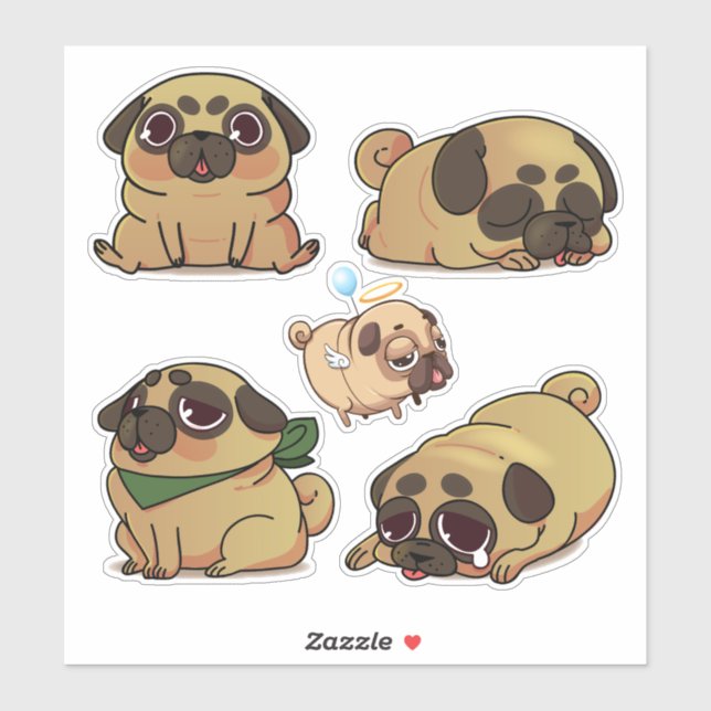Adesivo Pugs de Corte (Folha)