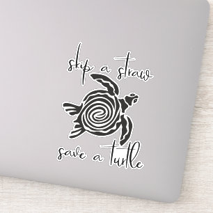 Adesivo Pule uma palha Salve uma tartaruga Mar livre de pl