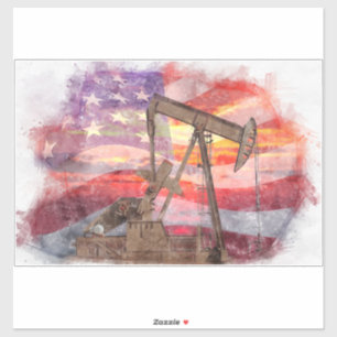 Adesivo Pumpjack silhueta pastel desenho americano Bandeir