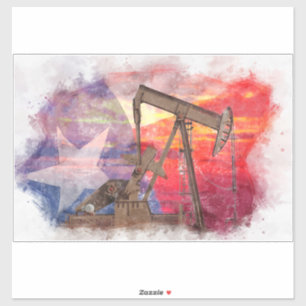 Adesivo Pumpjack Texan ícone pastel desenho com Texas Flag