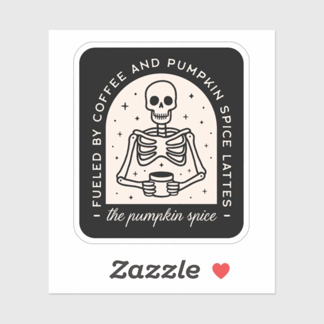 Adesivo Pumpkin especiaria latina esqueleto de café engraç (Folha)