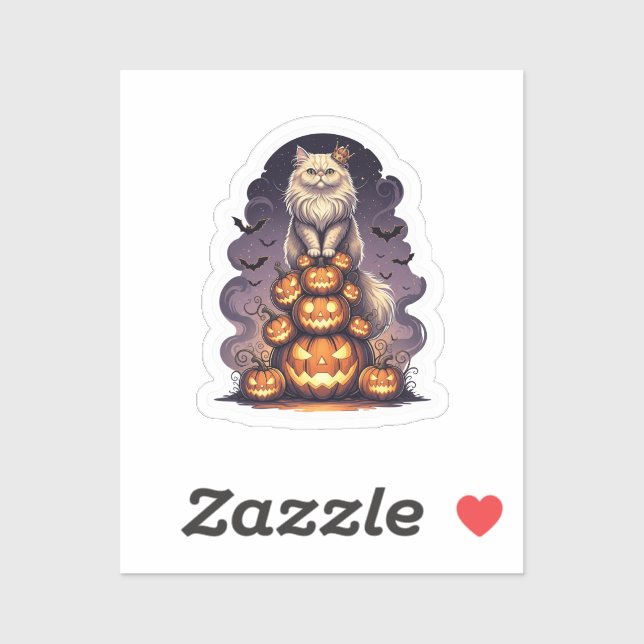 Adesivo Pumpkin King Persa - Halloween de Gato Persa (Folha)