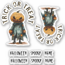 Adesivo Pumpkin Scarecrow Trick Treat Spooky Party Sticker