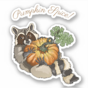 Adesivo Pumpkin Spice! Em um Roll Pumpkin Raccoon