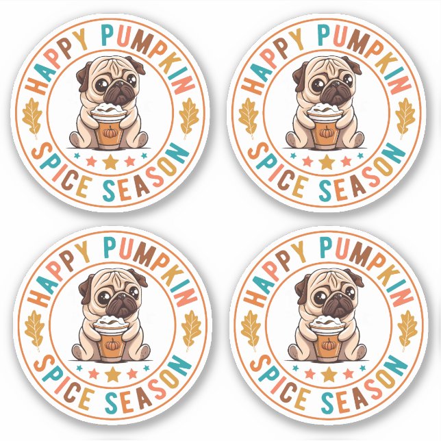 Adesivo Pumpkin Spice Season Pug (Frente)