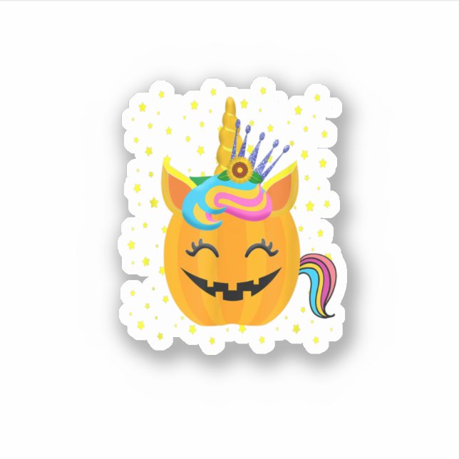 Adesivo Pumpkin Unicorn Halloween Pumpkin Girls Hall (Frente)