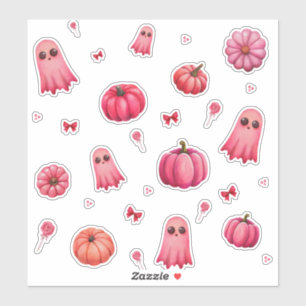 Adesivo Pumpkins de Halloween Rosa Bonito