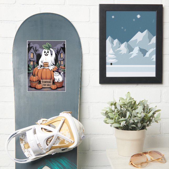 Adesivo Pumpkins For Sale & Caffeine Ghost-Cat V2 Stickers (Prancha de snowboard)