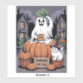 Adesivo Pumpkins For Sale & Caffeine Ghost-Cat V2 Stickers