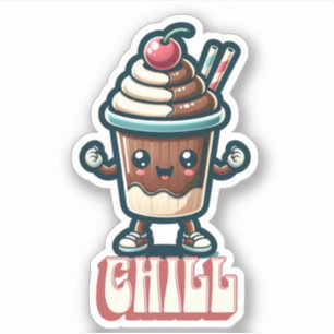 Adesivo Punção de Milkshake de Chocolate Gelado 