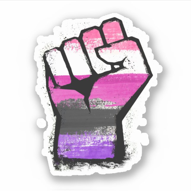 Adesivo Punho de Protesto Genderfluid (Frente)
