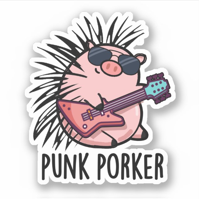 Adesivo Punk Porker Funny Punk Rocker Pun (Frente)