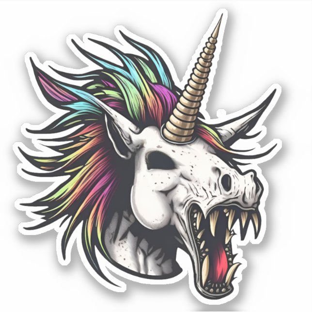 Adesivo Punk Zombie Unicorn (Frente)