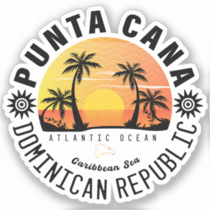 Adesivo Punta Cana Dominicana Retro Sunset Souvenir 60 ano