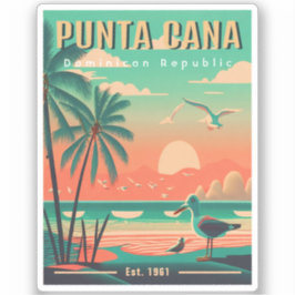 Adesivo Punta Cana DR. Retro Flamingos Souvenir 1950