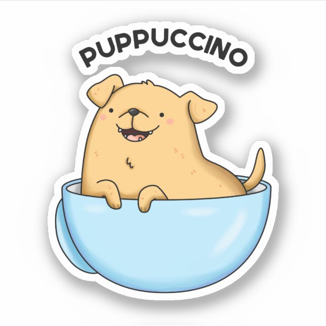 Adesivo Pup-puccino Funny Cappuccino Pun (Frente)