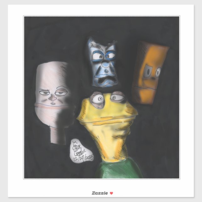 Adesivo Puppets in the dark ( Erica Crooks puppet art ) (Folha)