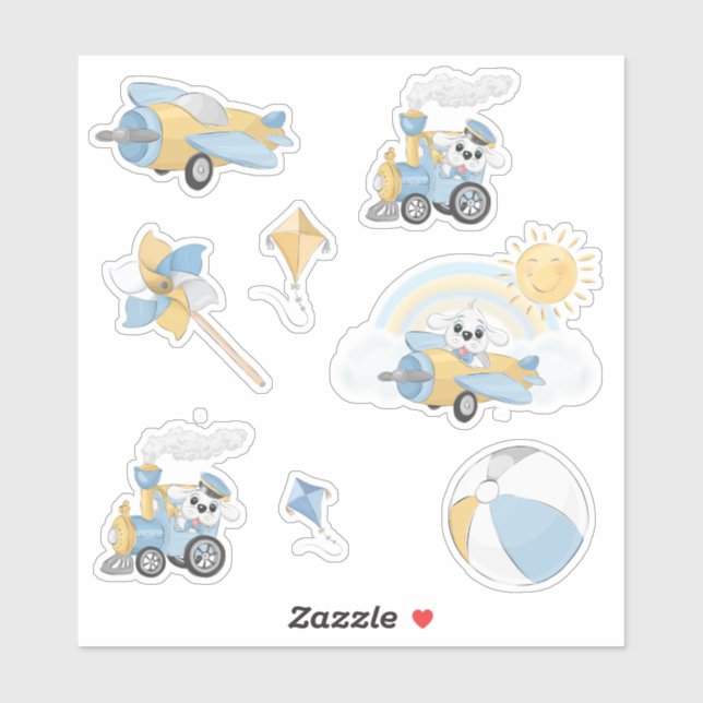 Adesivo Puppy Birthday Boy (Folha)