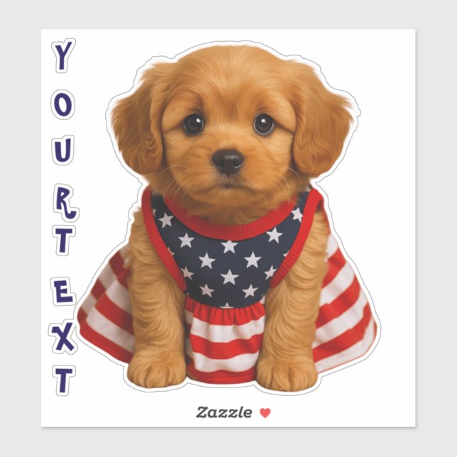 Adesivo Puppy Patriot Personalizado (Folha)