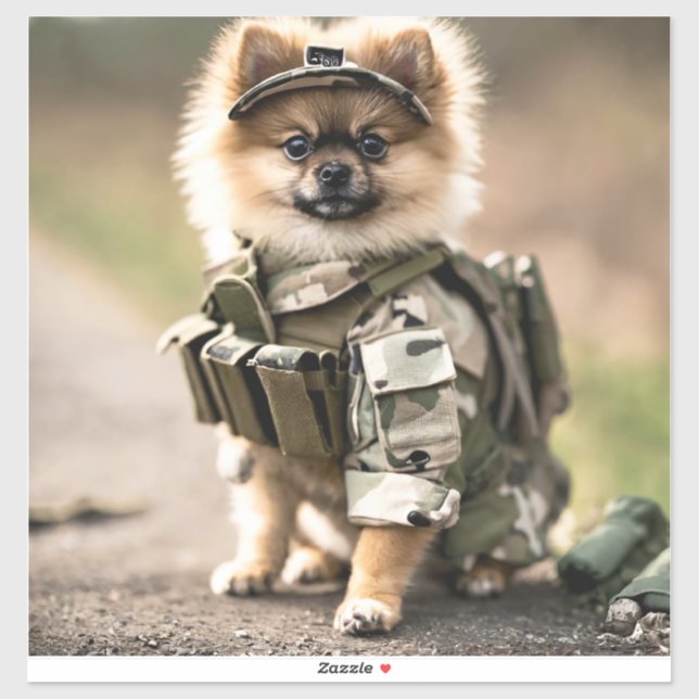 Adesivo Puppy Pomeraniano pronto para o serviço (Folha)