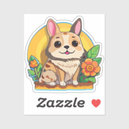 Adesivo Puppy Sticker with Flower