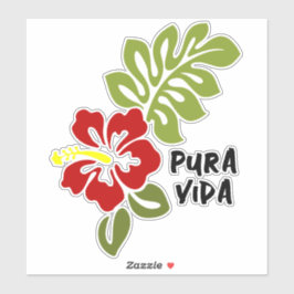 Adesivo Pura Vida Hibiscus Custom-Cut Vinyl Sticker