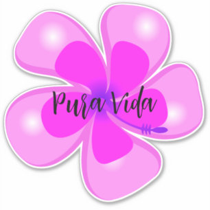 Adesivo Pura Vida Hibiscus Custom-Cut Vinyl Sticker