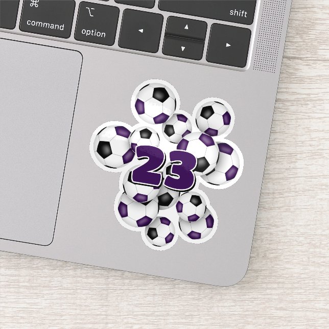 Adesivo purple black soccer balls sticker w jersey number (Detalhe)
