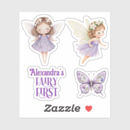 Adesivo Purple Fairy First Customizable Party Favor