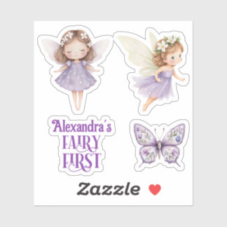 Adesivo Purple Fairy First Customizable Party Favor